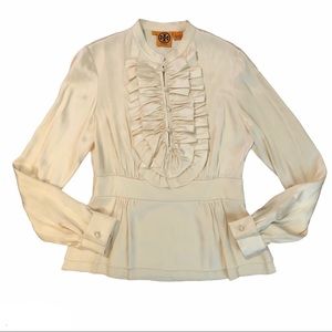 TORY BURCH Silk Ivory Blouse Top Sz 8 Small Medium